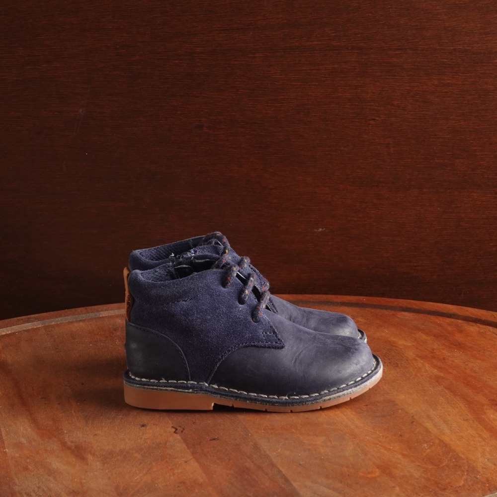 Clarks Chukka Boots Toddler SZ 6 W Blue Comet Radar Leather Zip Utility Preppy